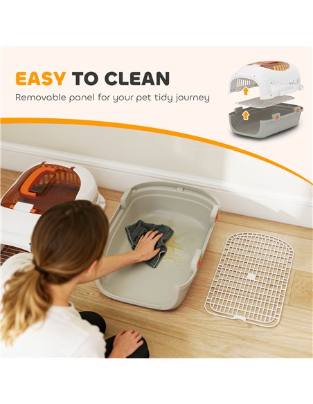 PawHut Plastic Pet Carrier Hard Shell Dog Cat Carrier Max 4 KG Steel Door Feed Bowl Secure Lock 49 x 32 x 31 cm - pic 194995 | FastDaddyshop