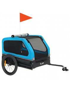 PawHut Dog Bike Trailer with Flip-Down Ramp Tailgate, Quick Release Frame, Universal Bicycle Coupler, Reflectors, Blue