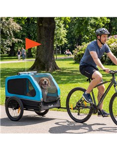 PawHut Dog Bike Trailer with Flip-Down Ramp Tailgate, Quick Release Frame, Universal Bicycle Coupler, Reflectors, Blue 2