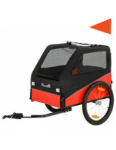 PawHut Dog Bike Trailer, Dog Cart Bicycle Carrier for Small and Medium Pets with 20" Inflatable Rubber Wheels, Red
