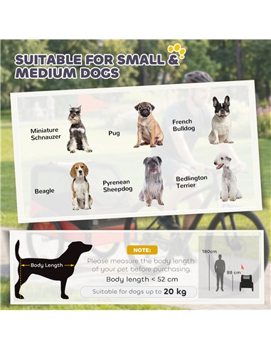 PawHut Dog Bike Trailer, Dog Cart Bicycle Carrier for Small and Medium Pets with 20" Inflatable Rubber Wheels, Red