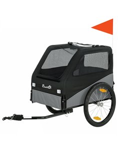 PawHut Dog Bike Trailer, Dog Cart Bicycle Carrier for Small and Medium Pets with 20" Inflatable Rubber Wheels, Grey