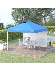 Outsunny 3x3M Pop Up Gazebo Tent with 1 Sidewall, Roller Bag, Adjustable Height, Blue 2