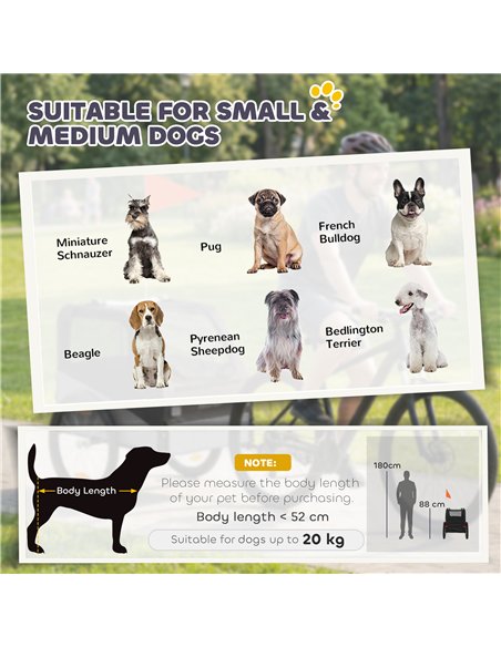 PawHut Dog Bike Trailer, Dog Cart Bicycle Carrier for Small and Medium Pets with 20" Inflatable Rubber Wheels, Grey - pic 195020 | FastDaddyshop