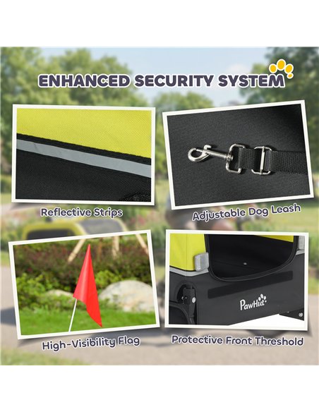 PawHut Dog Bike Trailer with Flip-Down Ramp Tailgate, Quick Release Frame, Universal Bicycle Coupler, Reflectors, Yellow - pic 195027 | FastDaddyshop