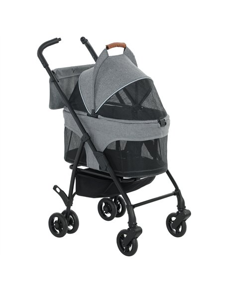 PawHut Pet Stroller, Foldable Dog Cat Stroller with Detachable Carrier, Wheels, Storage Basket, Secure Leash - pic 195051 | FastDaddyshop