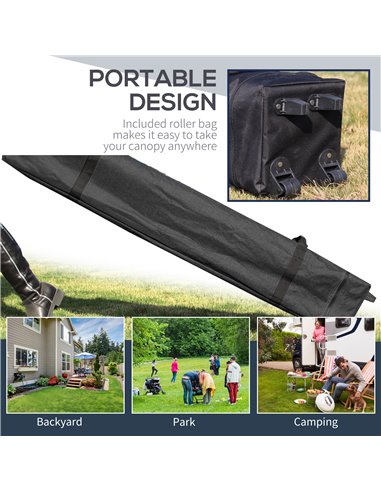 Outsunny 3x(3)M Pop Up Gazebo Tent with 1 Sidewall, Roller Bag, Adjustable Height, Event Shelter Tent for Garden, Patio, Blue