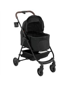 PawHut Dog Stroller, 3 in 1 Foldable Pet Stroller for Small Puppy Cat with Detachable Travel Carrier, Storage Basket, Black