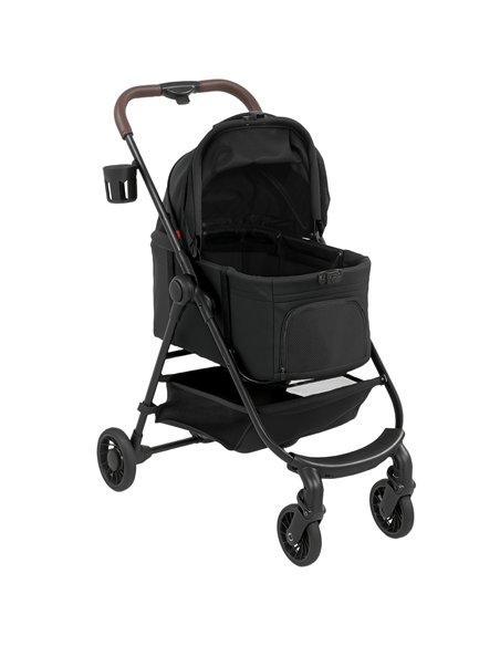 PawHut Dog Stroller, 3 in 1 Foldable Pet Stroller for Small Puppy Cat with Detachable Travel Carrier, Storage Basket, Black - pic 195078 | FastDaddyshop