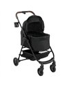 PawHut Dog Stroller, 3 in 1 Foldable Pet Stroller for Small Puppy Cat with Detachable Travel Carrier, Storage Basket, Black