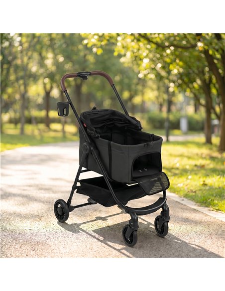 PawHut Dog Stroller, 3 in 1 Foldable Pet Stroller for Small Puppy Cat with Detachable Travel Carrier, Storage Basket, Black - pic 195086 | FastDaddyshop