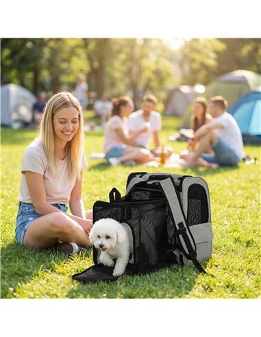 PawHut Dog Carrier Backpack Expandable, Breathable Pet Carrier Bag for Small Puppy Cat with Reflective Strip for Travel Hiking