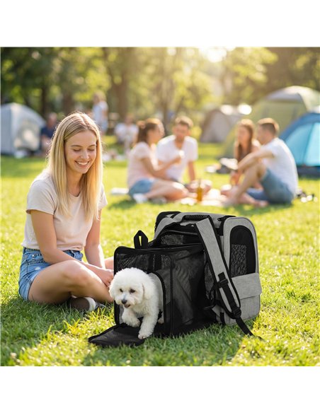 PawHut Dog Carrier Backpack Expandable, Breathable Pet Carrier Bag for Small Puppy Cat with Reflective Strip for Travel Hiking - pic 195097 | FastDaddyshop