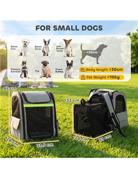 PawHut Dog Carrier Backpack Expandable, Breathable Pet Carrier Bag for Small Puppy Cat with Reflective Strip for Travel Hiking - pic 195098 | FastDaddyshop