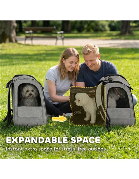 PawHut Dog Carrier Backpack Expandable, Breathable Pet Carrier Bag for Small Puppy Cat with Reflective Strip for Travel Hiking - pic 195099 | FastDaddyshop