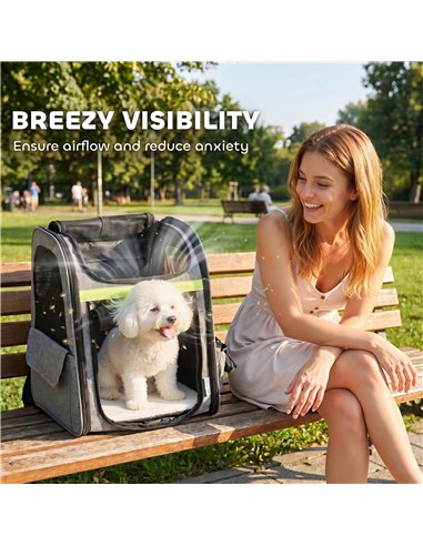 PawHut Dog Carrier Backpack Expandable, Breathable Pet Carrier Bag for Small Puppy Cat with Reflective Strip for Travel Hiking