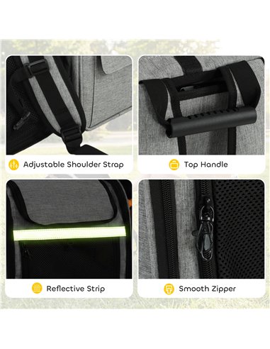 PawHut Dog Carrier Backpack Expandable, Breathable Pet Carrier Bag for Small Puppy Cat with Reflective Strip for Travel Hiking