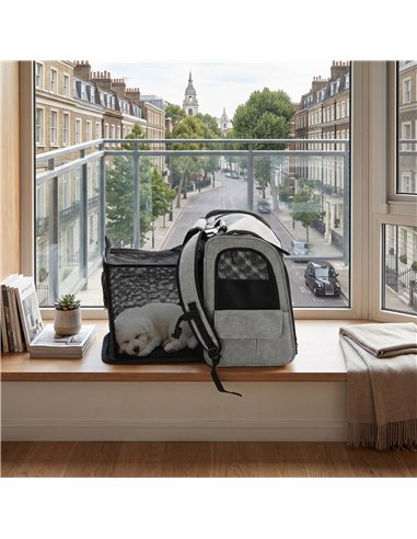 PawHut Dog Carrier Backpack Expandable, Breathable Pet Carrier Bag for Small Puppy Cat with Reflective Strip for Travel Hiking