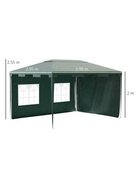 Outsunny 3x4m Gazebo Tent with 2 Sidewalls, Green - pic 19512 | FastDaddyshop