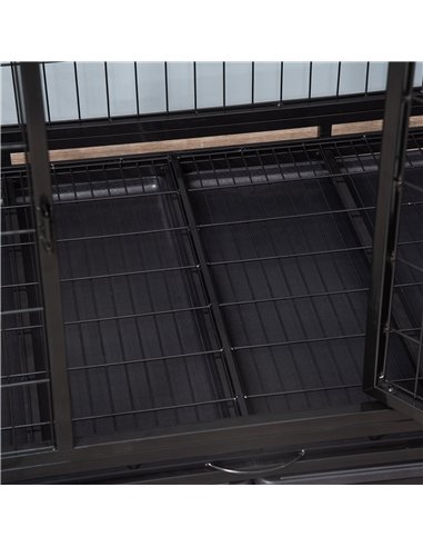 PawHut 43" Heavy Duty Metal Dog Crate Pet Cage with Tray Wheeled Dog Kennel - Black (Large)
