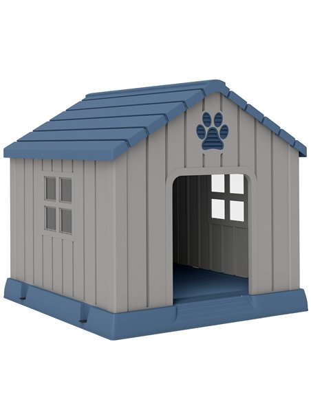 PawHut Dog Kennel Outdoor for Medium Dogs, Waterproof Plastic Dog House for Garden, Patio, 85 x 79 x 82 cm, Grey - pic 195141 | FastDaddyshop