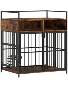 PawHut Dog Crate Furniture, Dog Cage with Rotatable Feeding Station and Storage Shelves, End Side Table Indoor Pet Kenne