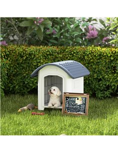 PawHut Outdoor Dog Kennel, Plastic Dog House with Removable Floor, Waterproof Roof, Raised Floor, 71 x 60 x 63 cm 2