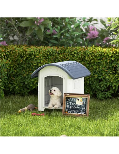PawHut Outdoor Dog Kennel, Plastic Dog House with Removable Floor, Waterproof Roof, Raised Floor, 71 x 60 x 63 cm
