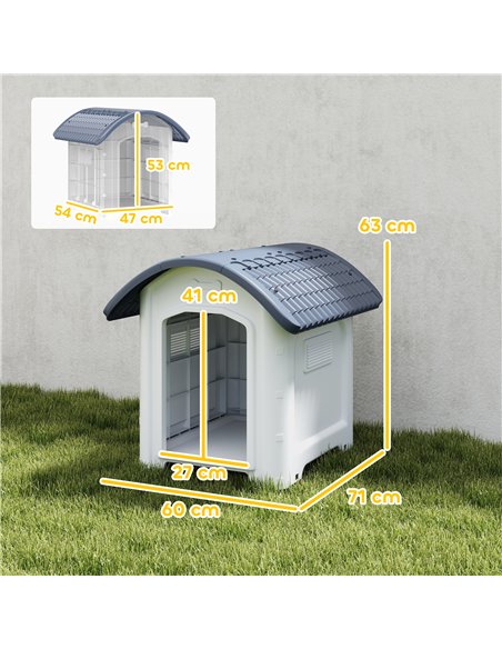 PawHut Outdoor Dog Kennel, Plastic Dog House with Removable Floor, Waterproof Roof, Raised Floor, 71 x 60 x 63 cm - pic 195161 | FastDaddyshop