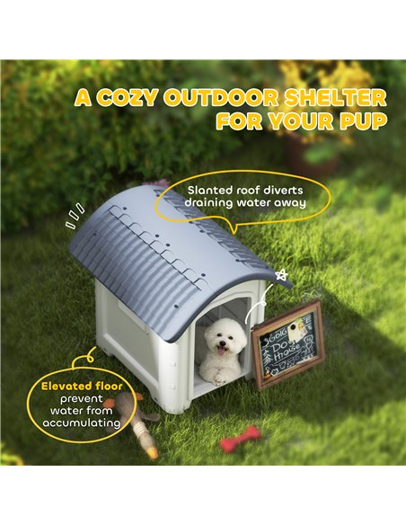 PawHut Outdoor Dog Kennel, Plastic Dog House with Removable Floor, Waterproof Roof, Raised Floor, 71 x 60 x 63 cm - pic 195162 | FastDaddyshop