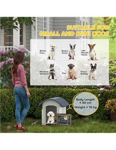 PawHut Outdoor Dog Kennel, Plastic Dog House with Removable Floor, Waterproof Roof, Raised Floor, 71 x 60 x 63 cm