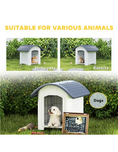 PawHut Outdoor Dog Kennel, Plastic Dog House with Removable Floor, Waterproof Roof, Raised Floor, 71 x 60 x 63 cm
