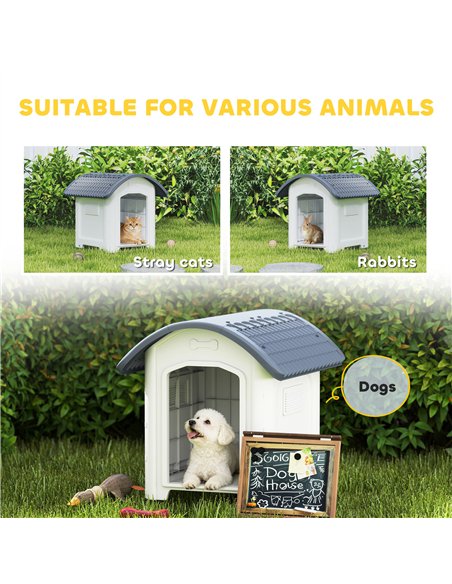 PawHut Outdoor Dog Kennel, Plastic Dog House with Removable Floor, Waterproof Roof, Raised Floor, 71 x 60 x 63 cm - pic 195166 | FastDaddyshop