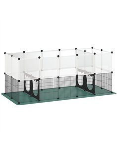 PawHut Pet Playpen with Waterproof Mat, DIY Small Animal Enclosure 34 Panels, Indoor/Outdoor Metal Pet Fence for Guinea Pigs
