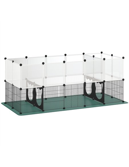 PawHut Pet Playpen with Waterproof Mat, DIY Small Animal Enclosure 34 Panels, Indoor/Outdoor Metal Pet Fence for Guinea Pigs - pic 195168 | FastDaddyshop
