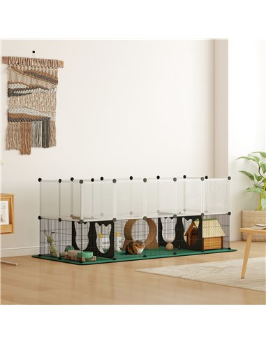 PawHut Pet Playpen with Waterproof Mat, DIY Small Animal Enclosure 34 Panels, Indoor/Outdoor Metal Pet Fence for Guinea Pigs