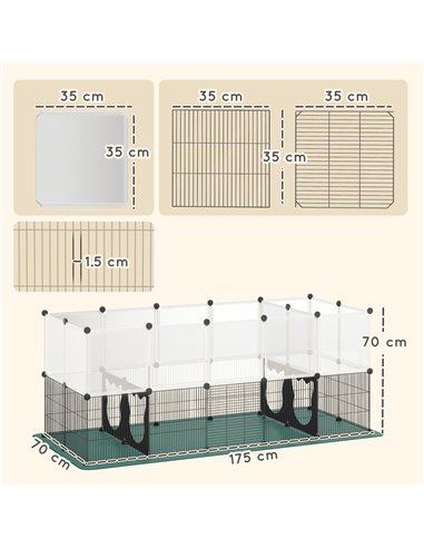 PawHut Pet Playpen with Waterproof Mat, DIY Small Animal Enclosure 34 Panels, Indoor/Outdoor Metal Pet Fence for Guinea Pigs