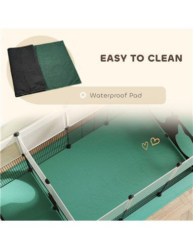 PawHut Pet Playpen with Waterproof Mat, DIY Small Animal Enclosure 34 Panels, Indoor/Outdoor Metal Pet Fence for Guinea Pigs
