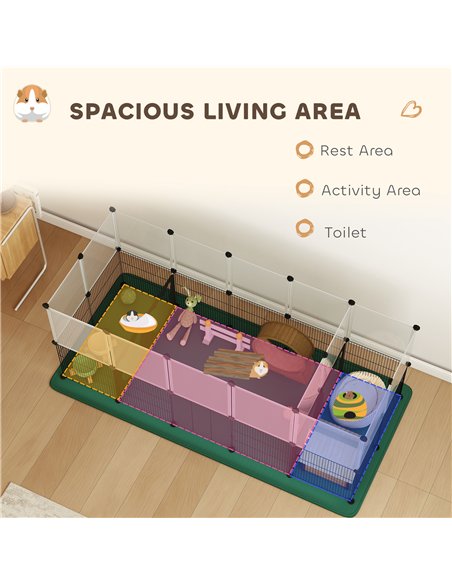 PawHut Pet Playpen with Waterproof Mat, DIY Small Animal Enclosure 34 Panels, Indoor/Outdoor Metal Pet Fence for Guinea Pigs - pic 195173 | FastDaddyshop