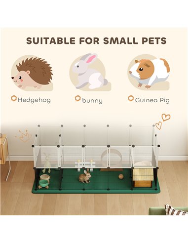 PawHut Pet Playpen with Waterproof Mat, DIY Small Animal Enclosure 34 Panels, Indoor/Outdoor Metal Pet Fence for Guinea Pigs