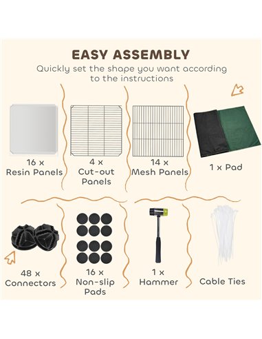 PawHut Pet Playpen with Waterproof Mat, DIY Small Animal Enclosure 34 Panels, Indoor/Outdoor Metal Pet Fence for Guinea Pigs