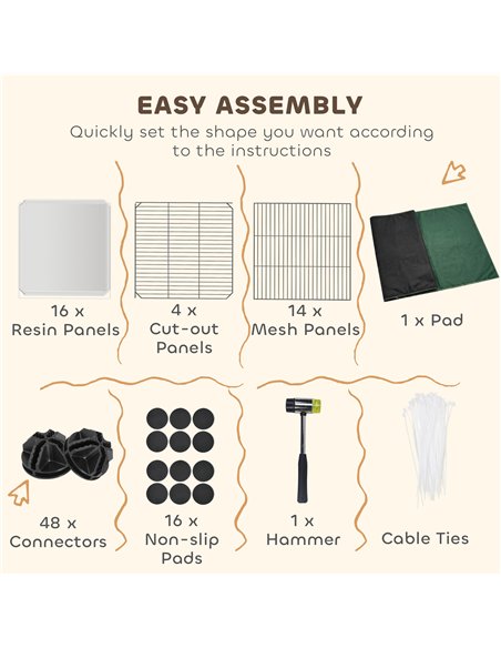 PawHut Pet Playpen with Waterproof Mat, DIY Small Animal Enclosure 34 Panels, Indoor/Outdoor Metal Pet Fence for Guinea Pigs - pic 195175 | FastDaddyshop