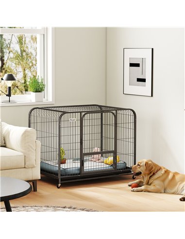 PawHut Heavy Duty Dog Crate,109 x 72 x 85 cm, Large Dog Cage for Small to Large Breeds