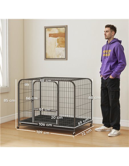 PawHut Heavy Duty Dog Crate,109 x 72 x 85 cm, Large Dog Cage for Small to Large Breeds - pic 195179 | FastDaddyshop