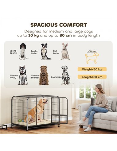 PawHut Heavy Duty Dog Crate,109 x 72 x 85 cm, Large Dog Cage for Small to Large Breeds