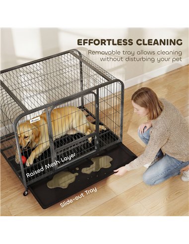 PawHut Heavy Duty Dog Crate,109 x 72 x 85 cm, Large Dog Cage for Small to Large Breeds