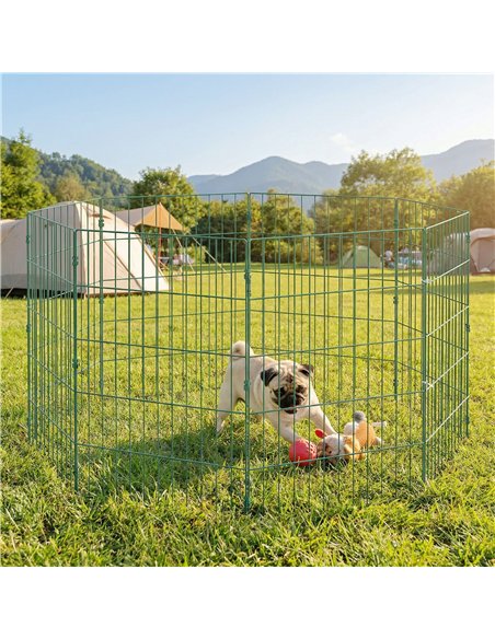 PawHut 8 Panel Pet Playpen for Medium Dogs Indoor Outdoor 80 cm Height - pic 195187 | FastDaddyshop