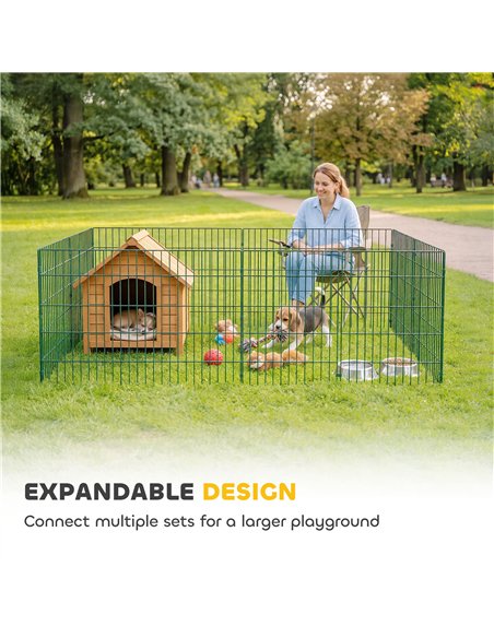 PawHut 8 Panel Pet Playpen for Medium Dogs Indoor Outdoor 80 cm Height - pic 195193 | FastDaddyshop