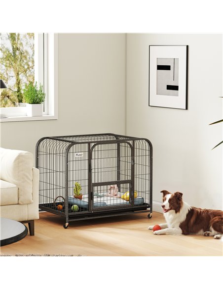 PawHut Heavy Duty Dog Crate,93 x 58 x 76 cm, Large Dog Cage for Small to Medium Breeds - pic 195196 | FastDaddyshop