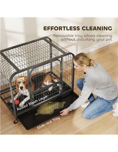 PawHut Heavy Duty Dog Crate,93 x 58 x 76 cm, Large Dog Cage for Small to Medium Breeds